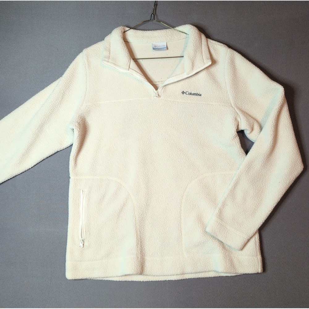 Columbia Sweatshirt Women’s Medium Ivory Quarter Zip Fleece Golf Pullover